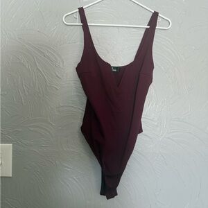 Women’s Lulus Burgundy Thong Bodysuit, medium